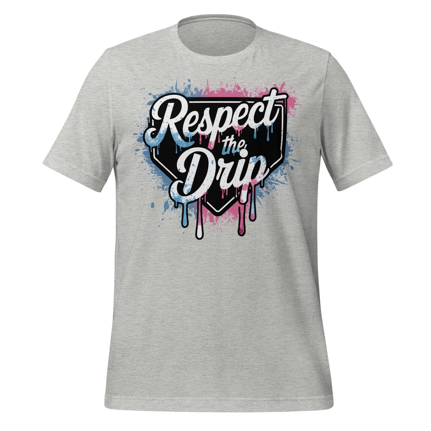 Respect the Drip Baseball T-Shirt – Home Plate Graffiti Style Graphic Tee – Cool Dripping Paint Shirt for Players & Fans