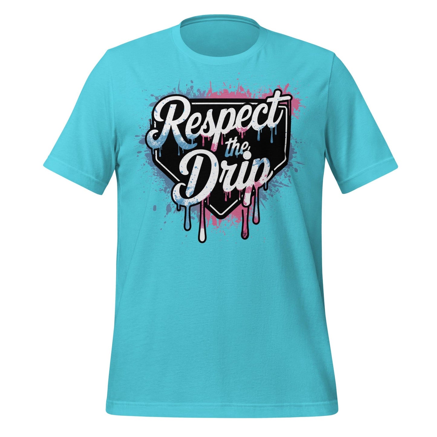 Respect the Drip Baseball T-Shirt – Home Plate Graffiti Style Graphic Tee – Cool Dripping Paint Shirt for Players & Fans