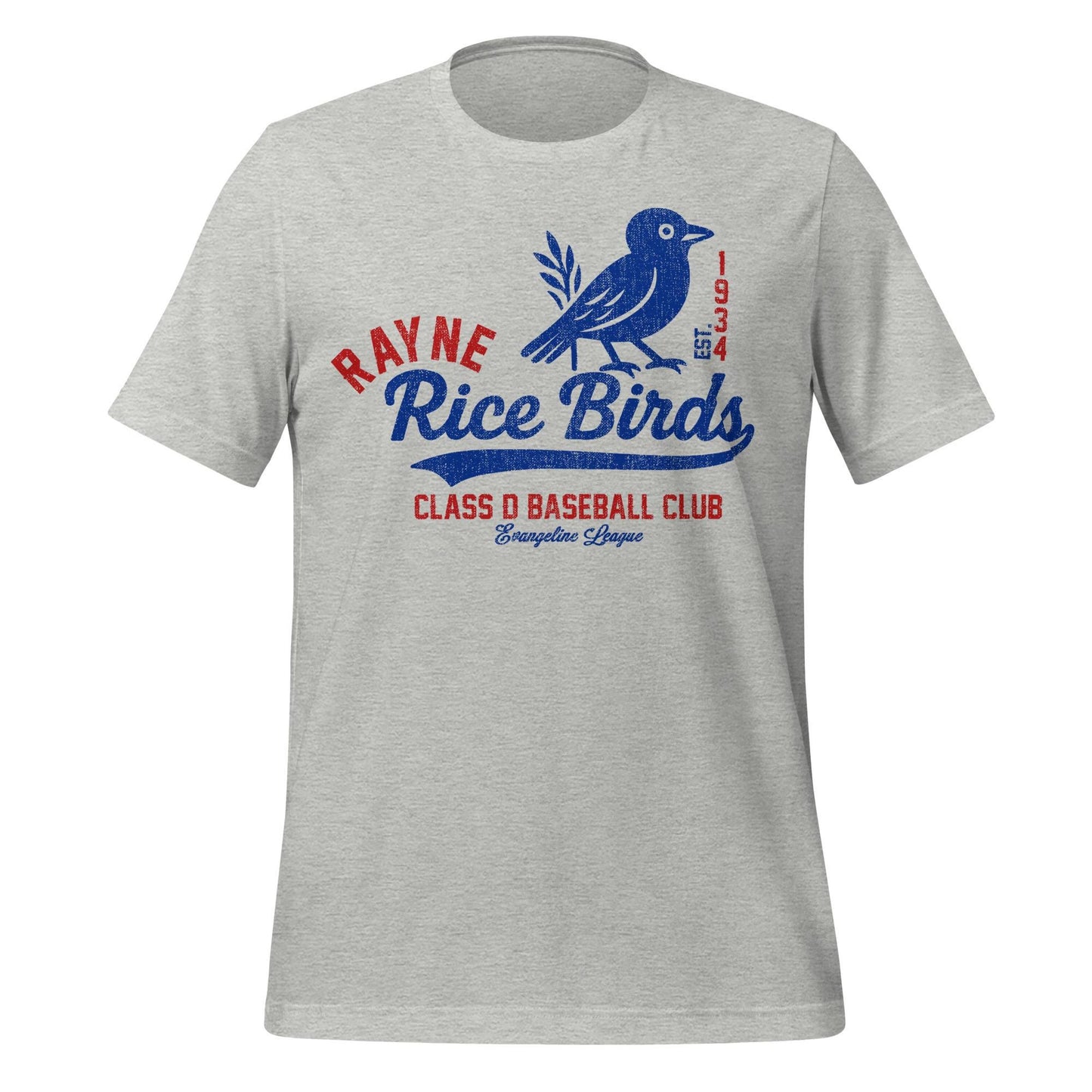 Rayne Rice Birds Defunct Minor League Baseball T-Shirt – Vintage Class D Club Tee