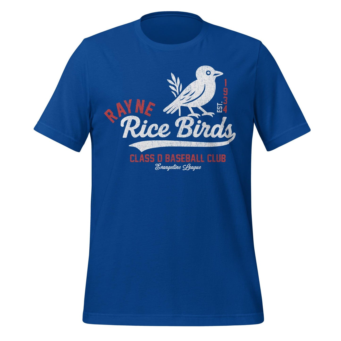 Rayne Rice Birds Defunct Minor League Baseball T-Shirt – Vintage Class D Club Tee