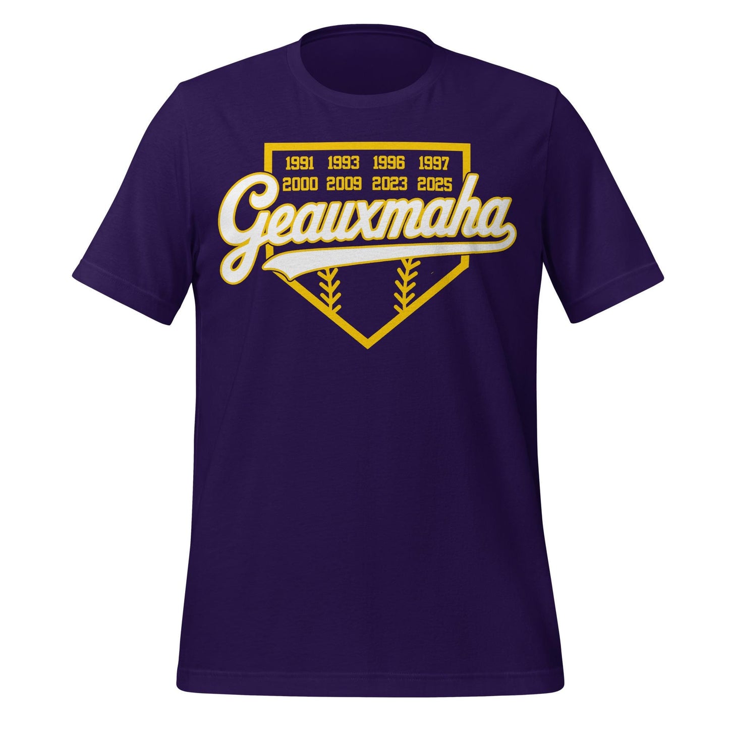 Geauxmaha National Champions Tee – Purple & Gold Baseball Tigers Shirt