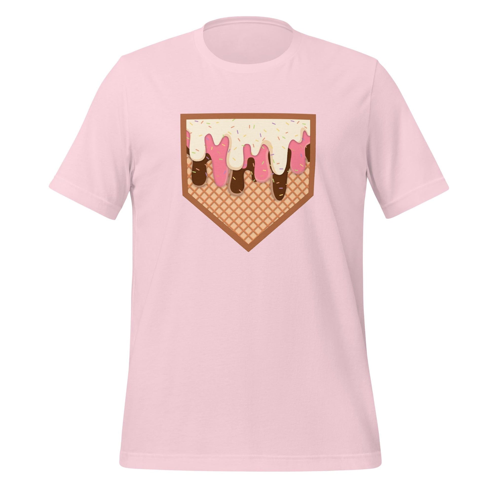 Dripping Home Plate T-Shirt – Fun Baseball Graphic Tee – Summer Ballpark Vibes on Sky Blue Shirt