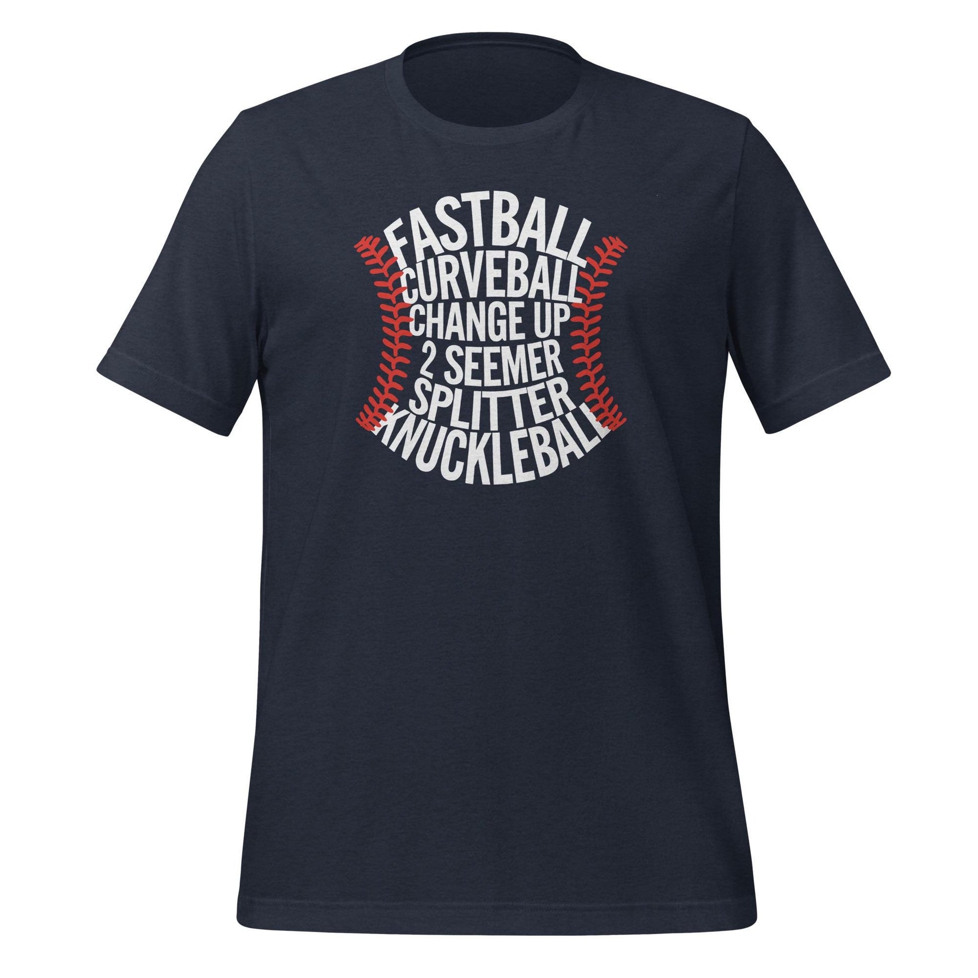 Baseball pitches T-Shirt – Fastball, Curveball, Changeup ect. – Baseball Laces Graphic Tee for Players & Fans