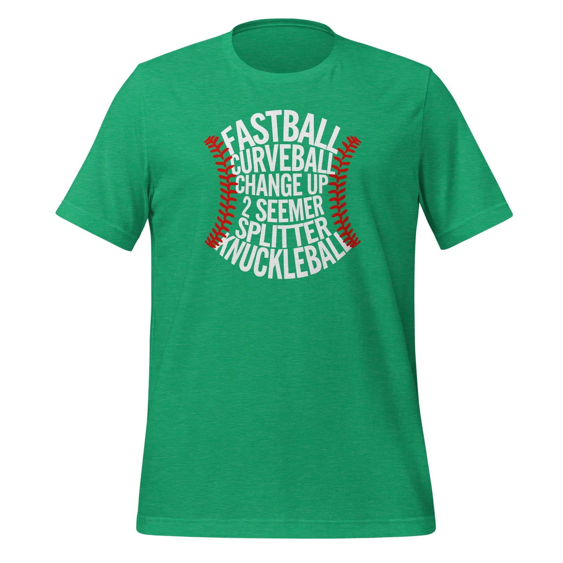Baseball pitches T-Shirt – Fastball, Curveball, Changeup ect. – Baseball Laces Graphic Tee for Players & Fans