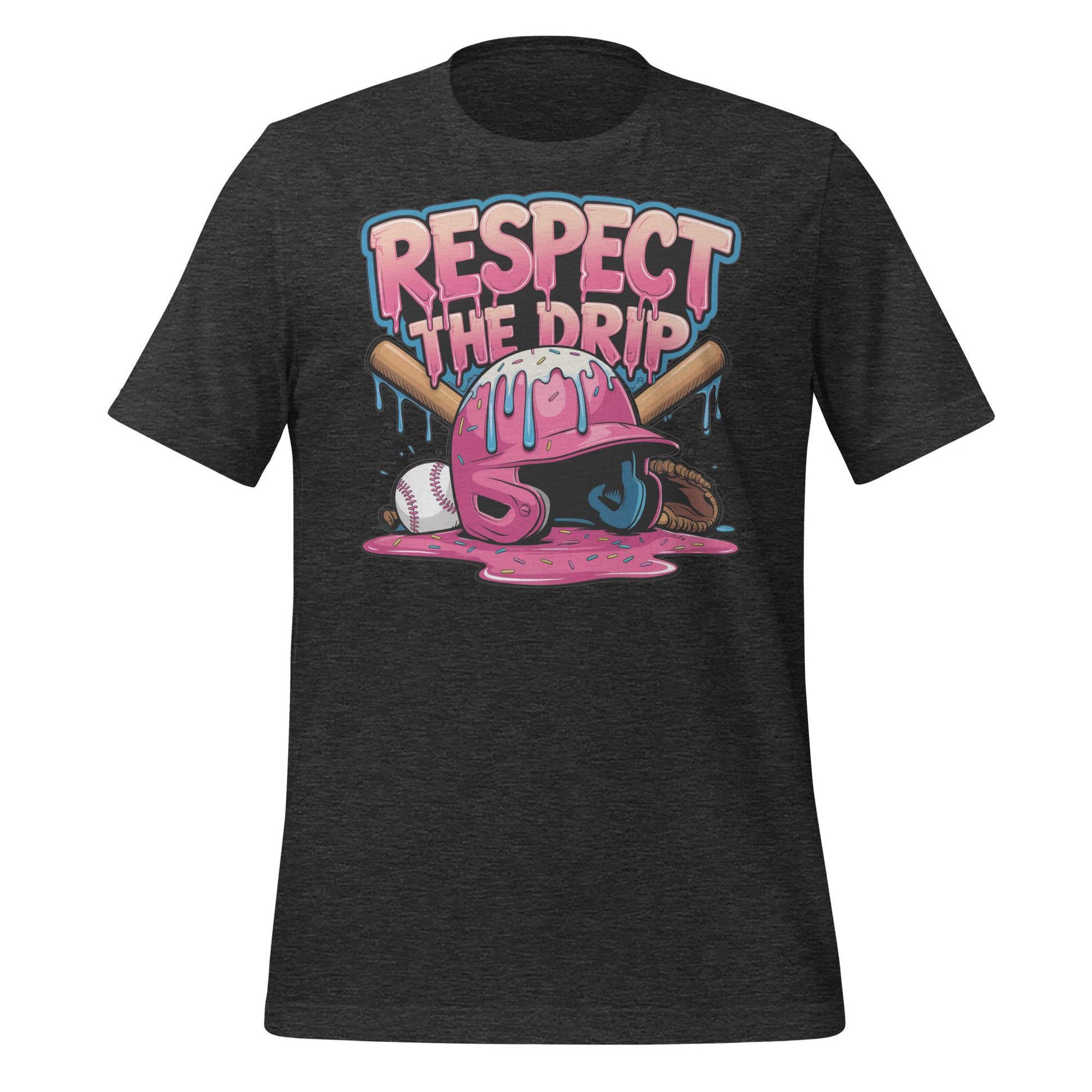 Respect the Drip Baseball T-Shirt – Melting Helmet & Bat Graphic – Funny Ice Cream Style Tee for Players
