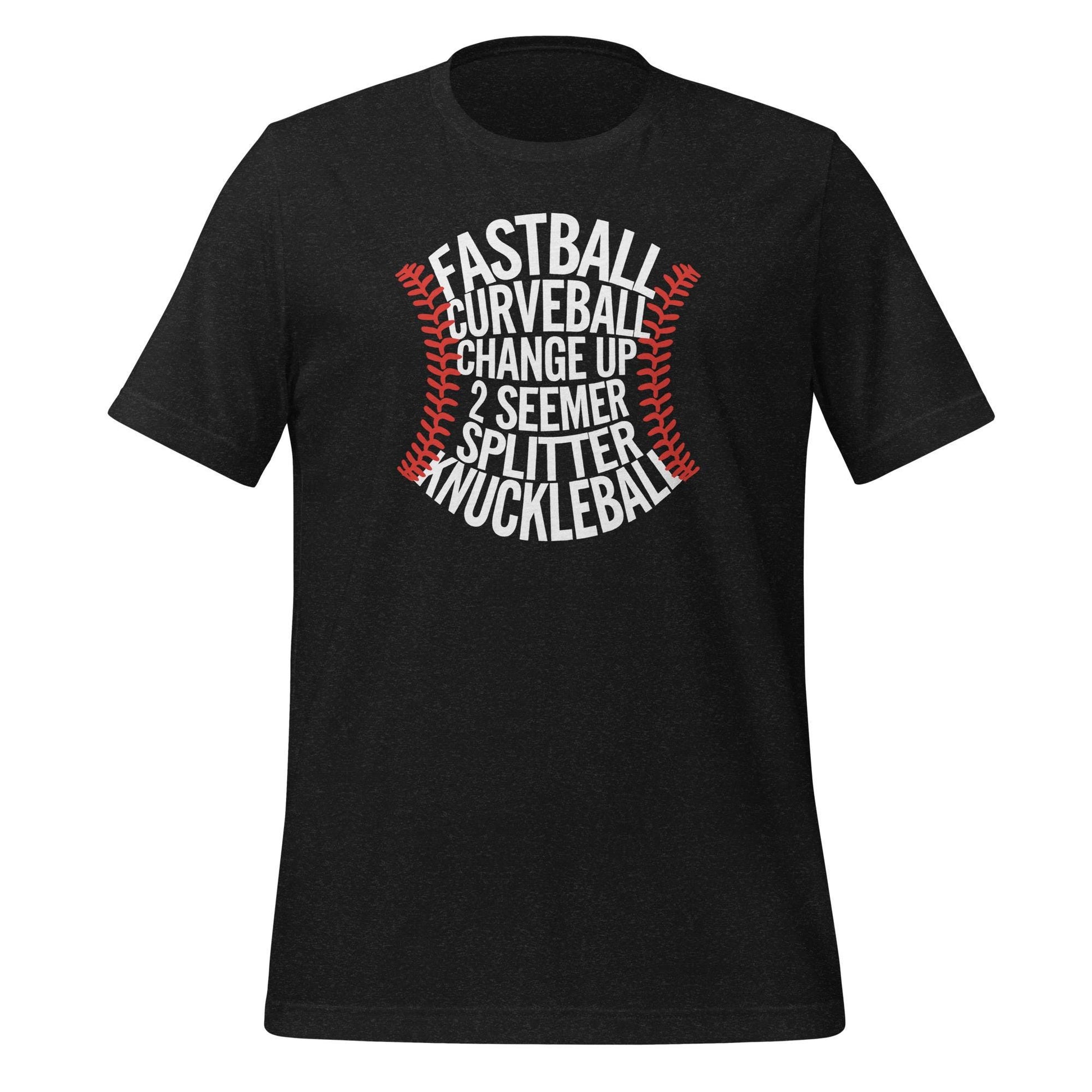Baseball pitches T-Shirt – Fastball, Curveball, Changeup ect. – Baseball Laces Graphic Tee for Players & Fans