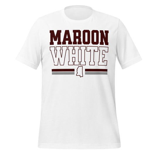 Maroon and White Tee – Starkville Gameday Football Shirt