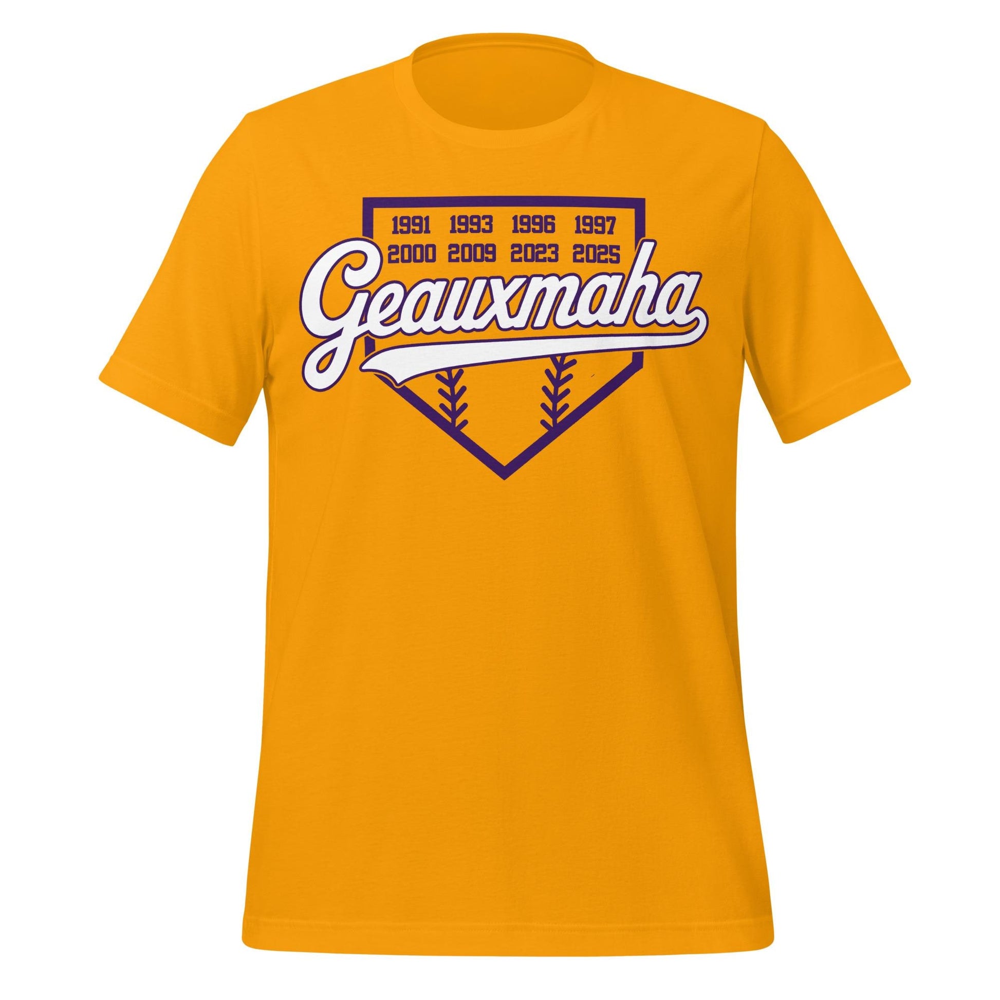 Geauxmaha National Champions Tee – Purple & Gold Baseball Tigers Shirt