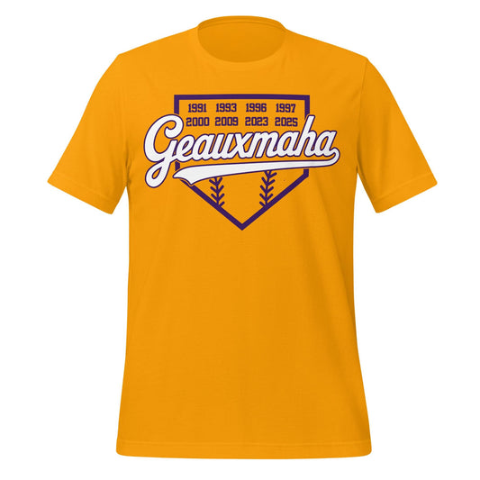 Geauxmaha National Champions Tee – Purple & Gold Baseball Tigers Shirt
